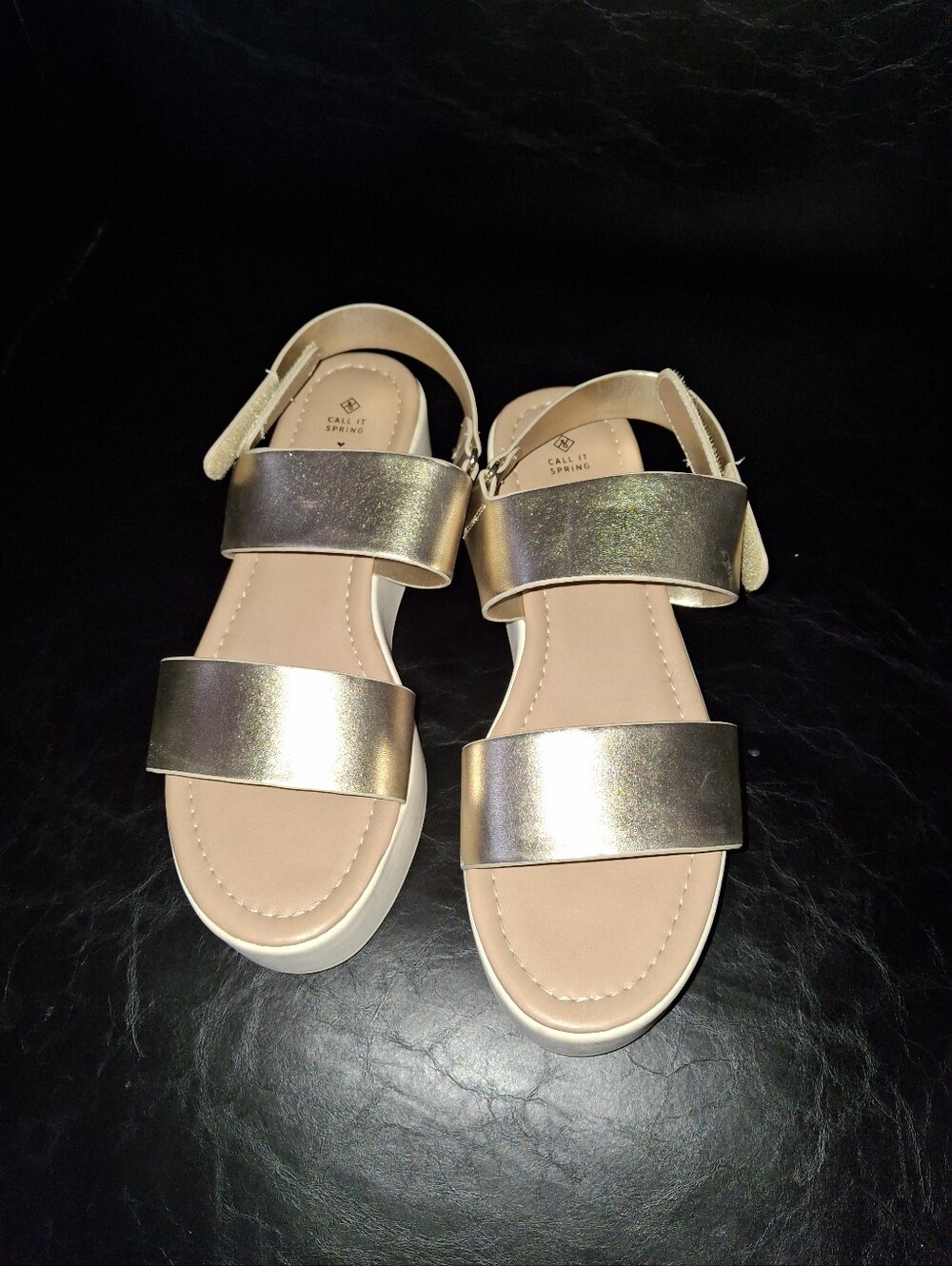 Call It Spring Adericia Metallic Strappy Platform Sandals - Gold US 8.5 EUR 39